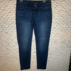 WOMENS SIZE 9 SKINNY DARK BLUE DENIM STRETCHY MINIMAL NICE EN JEAN